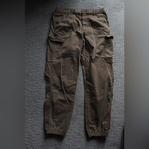 Uniqlo Brown Cargo Pants Durable Cotton Straight Leg